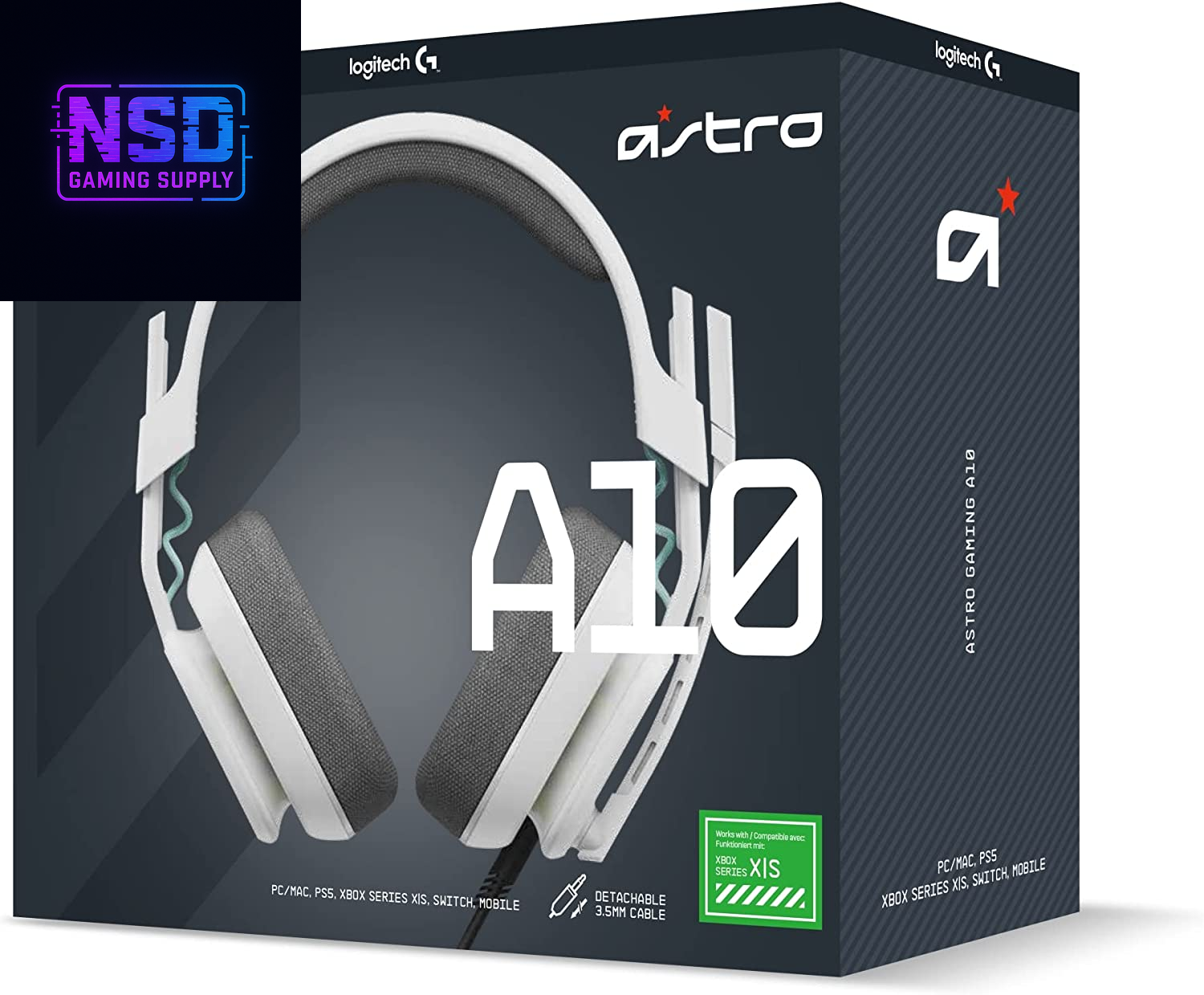 Logitech G Astro A10 Gen 2 Cross-Platform Wired Gaming Headset for Playstation 5/4, Xbox S|X, Nintendo Switch, PC: 3.5Mm Headphone Jack, 32Mm Drivers, Flip-To-Mute Mic, Over-Ear - White/Xbox Edition