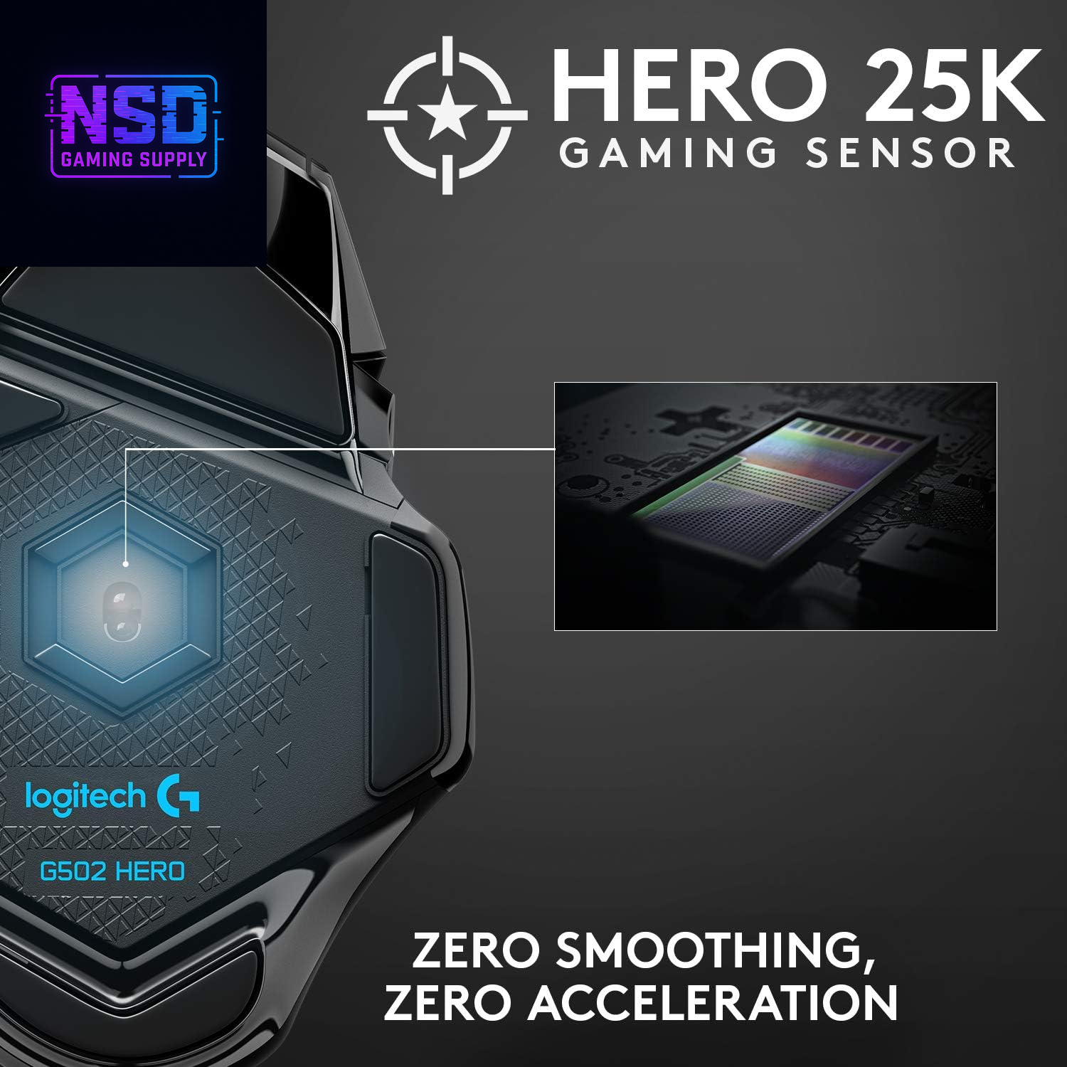 502 HERO High Performance Wired Gaming Mouse, HERO 25K Sensor, 25,600 DPI, RGB, Adjustable Weights, 11 Buttons, On-Board Memory, Pc/Mac