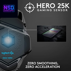 502 HERO High Performance Wired Gaming Mouse, HERO 25K Sensor, 25,600 DPI, RGB, Adjustable Weights, 11 Buttons, On-Board Memory, Pc/Mac