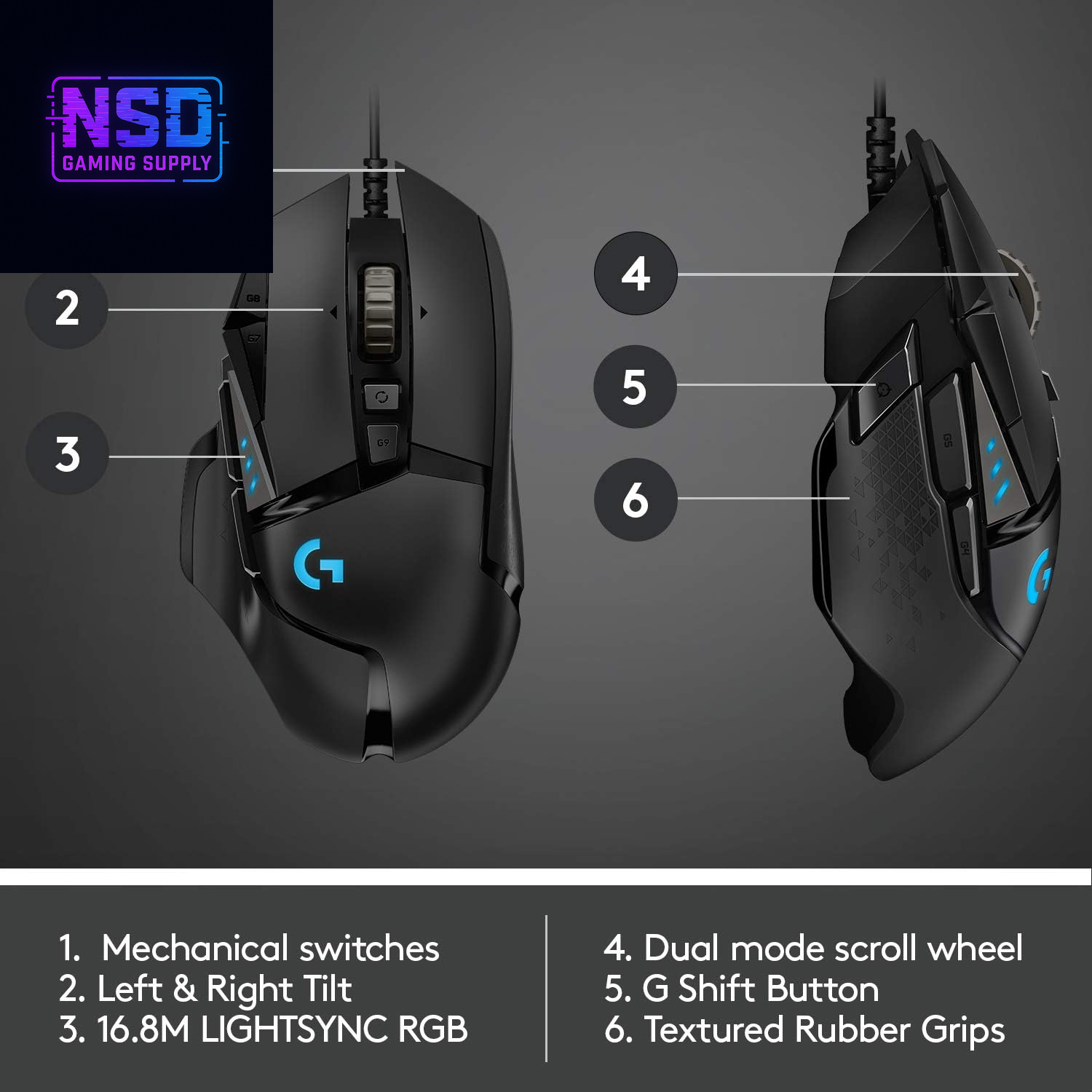 502 HERO High Performance Wired Gaming Mouse, HERO 25K Sensor, 25,600 DPI, RGB, Adjustable Weights, 11 Buttons, On-Board Memory, Pc/Mac