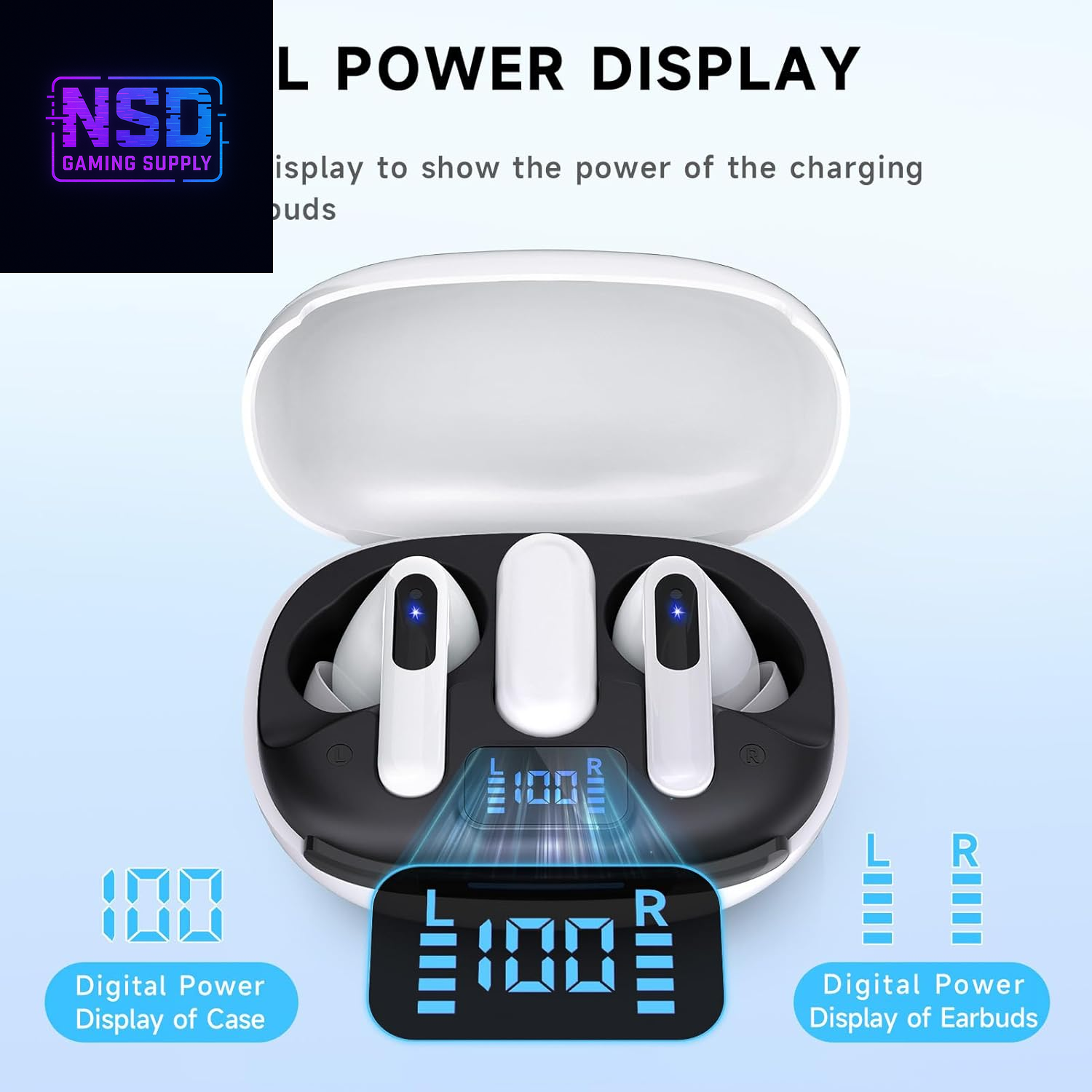 Wireless Gaming Earbuds, 20Ms Low Latency, Gaming Earbuds with Noise Cancelling Mic, 2.4Ghz & Bluetooth, LED Display, 36H Playtime for Meta Quest 3/2, PS5, PS4, VR, Switch, Steam Deck, PC, Phone