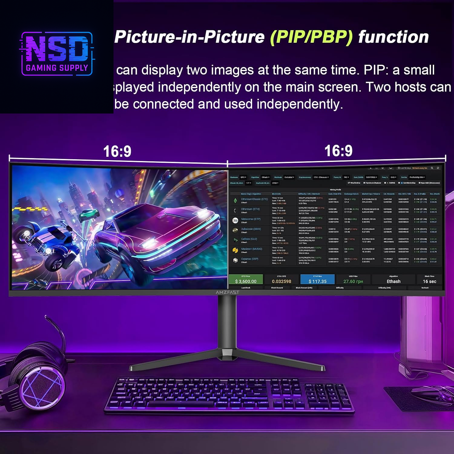 49 Inch Curved Monitor 120Hz DQHD 5120X1440P Ultrawide Gaming Monitor, 120% Srgb, 1500R, 1Ms MPRT, HDR10, Adaptive Sync, PIP/PBP, Height Adjustable, HDMI 2.0/DP 1.4, VESA 75X75, AMZG49C7U