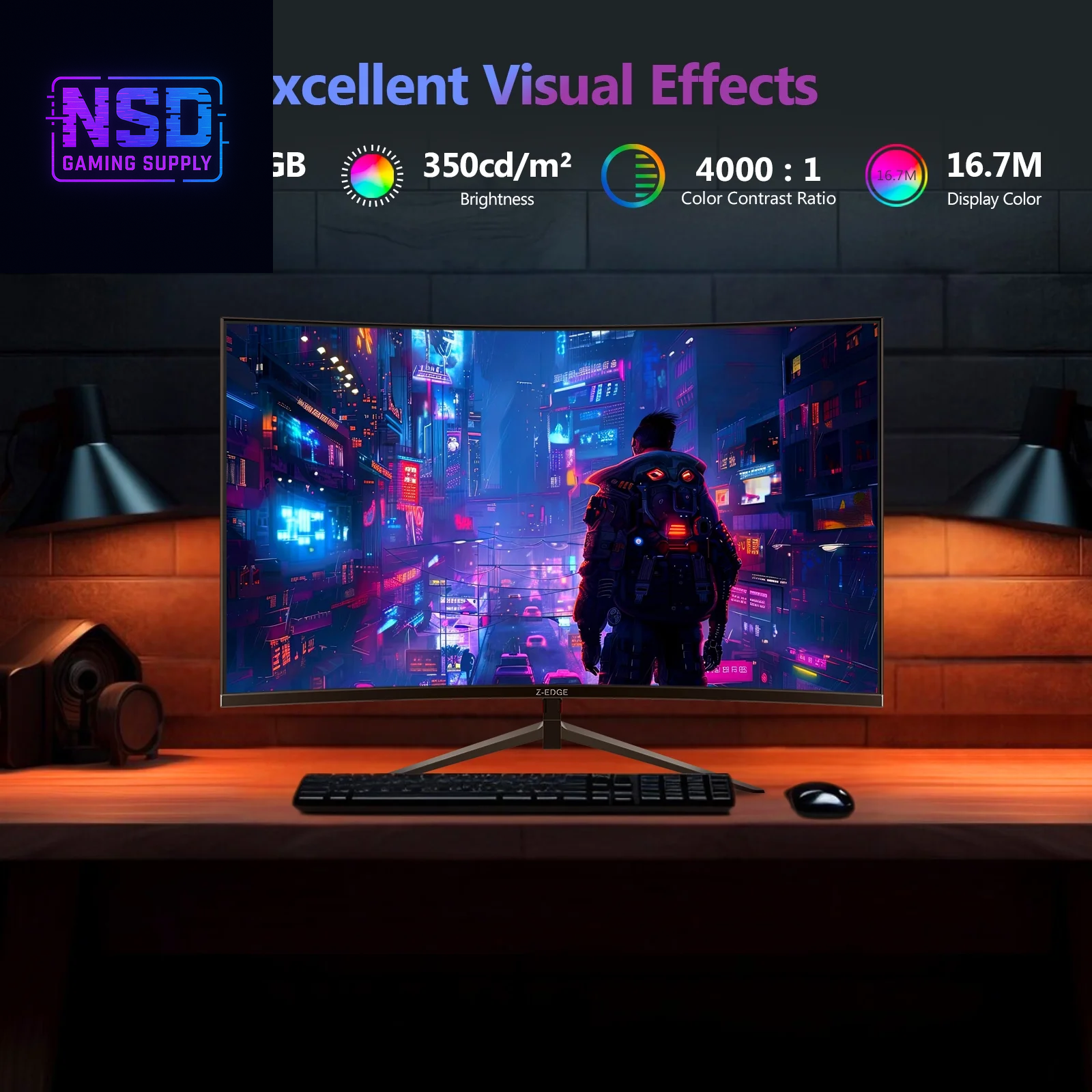 27 Inch 200Hz Curved Gaming Monitor, FHD 1080P VA Display, 1Ms MPRT, AMD Freesync, HDR Support, VESA Mount Compatible