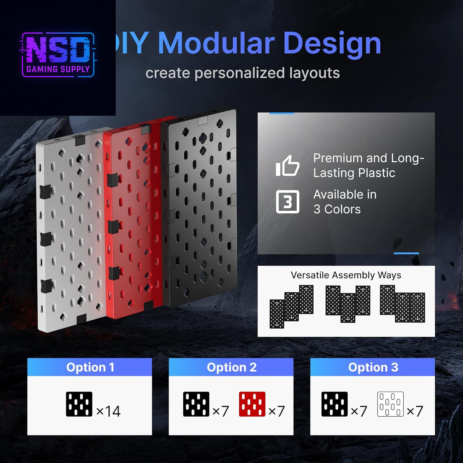 Controller & Headphone Wall Mount Organizer – Modular Pegboard System with 14 Accessories, Controller Stand for Xbox, PlayStation, Switch, and Gaming Disc Shelf