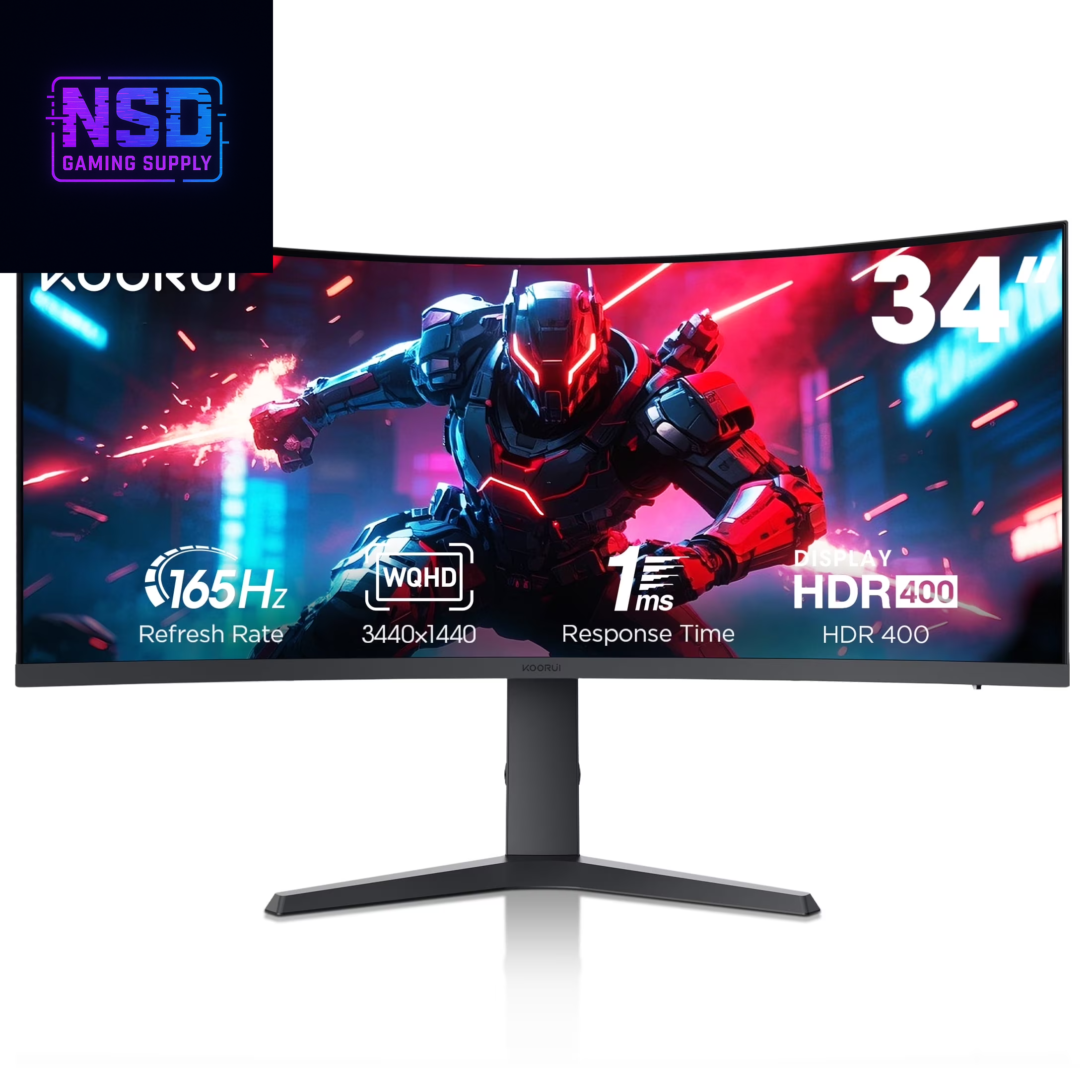 34'' WQHD Curved Gaming Monitor, 180Hz/165Hz Ultrawide Monitor, 3440×1440P 1Ms(Mprt) HDR400, Black