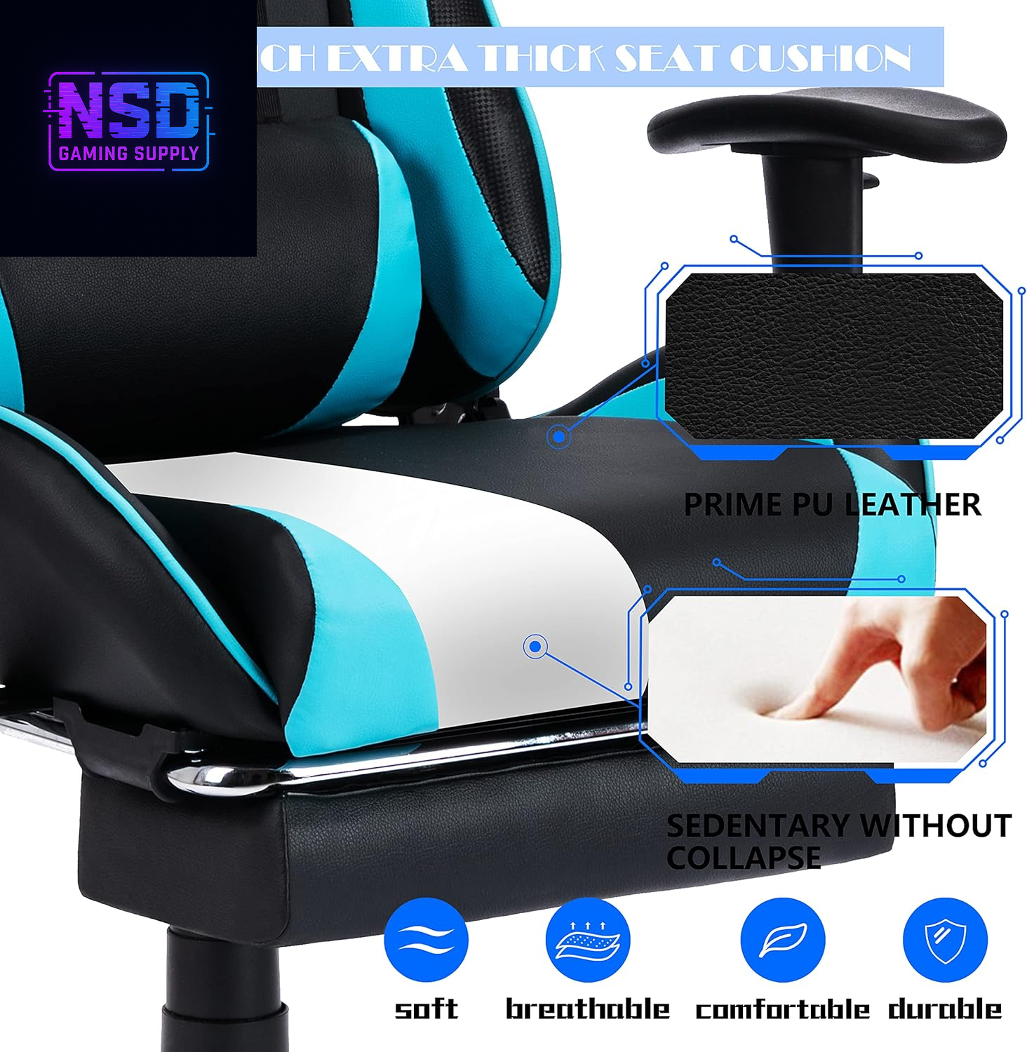 Gaming Chair，Gaming Chair with Footrest， High Back Ergonomic Gaming Chair Adjustable，Racing Style PU Leather Gamer Chair，Computer Gaming Chair with Headrest and Lumbar Support