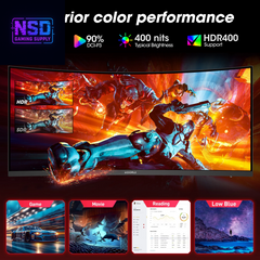34'' WQHD Curved Gaming Monitor, 180Hz/165Hz Ultrawide Monitor, 3440×1440P 1Ms(Mprt) HDR400, Black