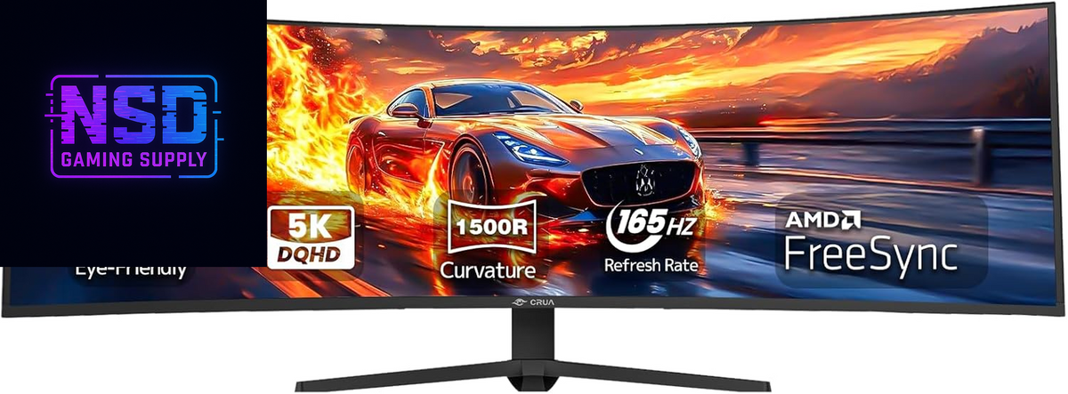 49" Curved Gaming Monitor | DQHD(5120 * 1440), 144Hz/165Hz, 1500R, 32:9, AMD Freesync, 120% Srgb, Height Adjustable Ultra-Wide Screen Monitors, HDMI 2.1 & DP 1.4, Wall Mount Install- Black