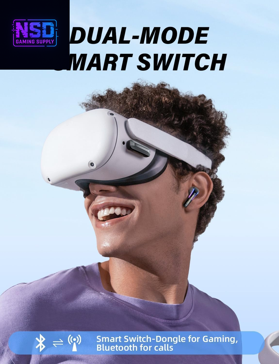 2.4G Wireless Gaming Earbuds with ENC Mic, 20Ms Low-Latency for PS5/4, Meta Quest 3/3S/2, 2.4Ghz Bluetooth Dual-Mode Headphones for Phone, Pad, Laptop, Steam Deck, Switch, PC, Vr(With USB-C Dongle)