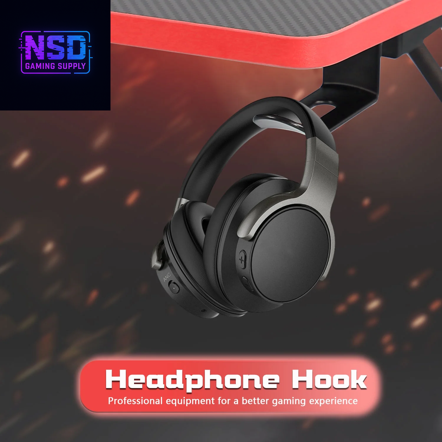 47 Inch Gaming Desk, Z Shaped PC Computer Desk Gaming Workstation with Headphone Hook, Ergonomic Gaming Table PC Desk for Game Players, Red