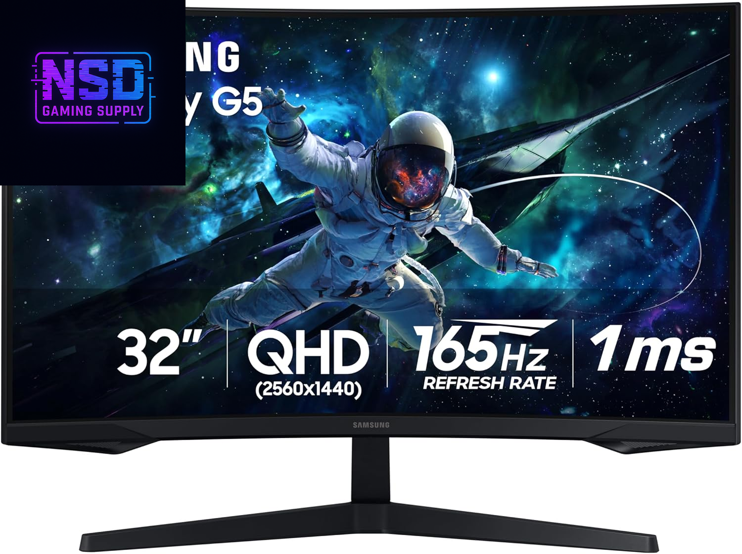 32" Odyssey G55C Series QHD 1000R Curved Gaming Monitor, 1Ms(Mprt), HDR10, 165Hz, AMD Radeon Freesync, Eye Care, Glare Free, Sharp Resolution LS32CG550ENXZA
