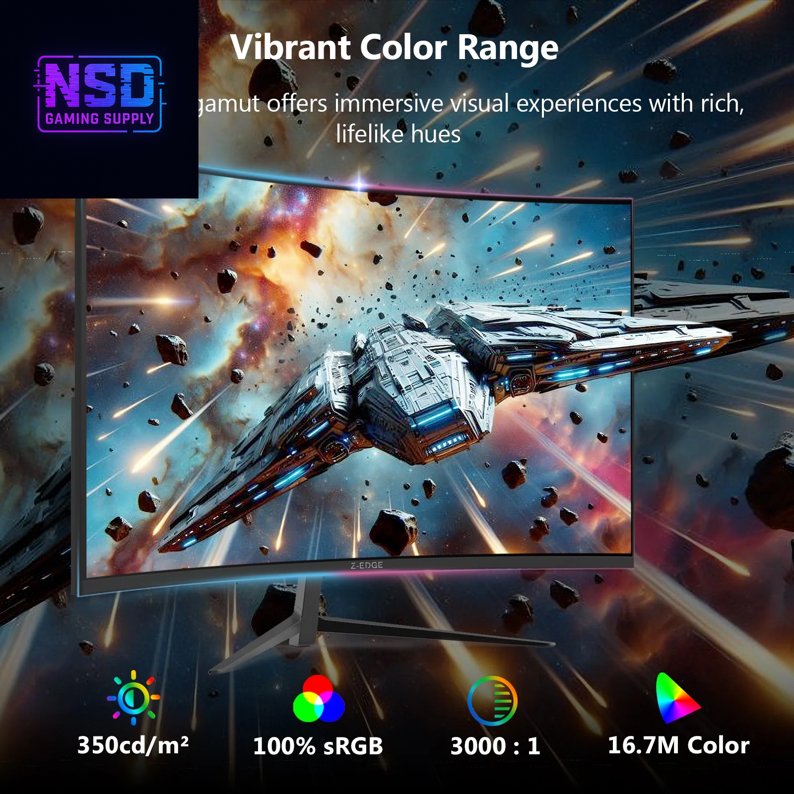 27 Inch 200Hz Curved Gaming Monitor, FHD 1080P VA Display, 1Ms MPRT, AMD Freesync, HDR Support, VESA Mount Compatible