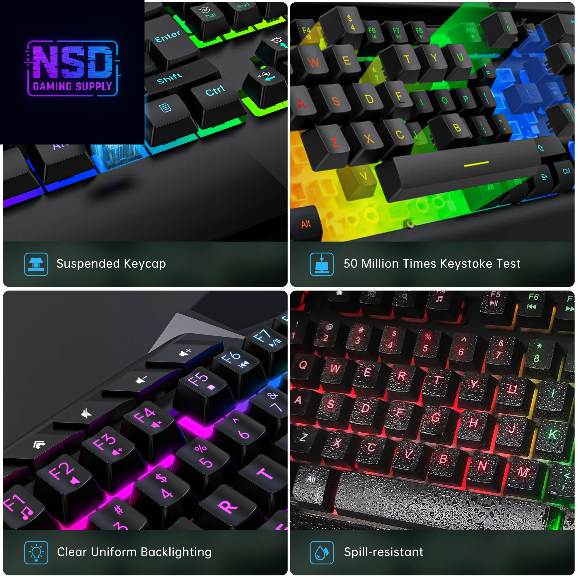 Wired Gaming Keyboard and Mouse Combo, LED RGB Backlit 114 Keys Mechanical Feel Anti-Ghosting Game Keyboard with 12 Multimedia Keys & 7 Colors Backlit Gaming Mouse for Windows PC Laptop Gamer