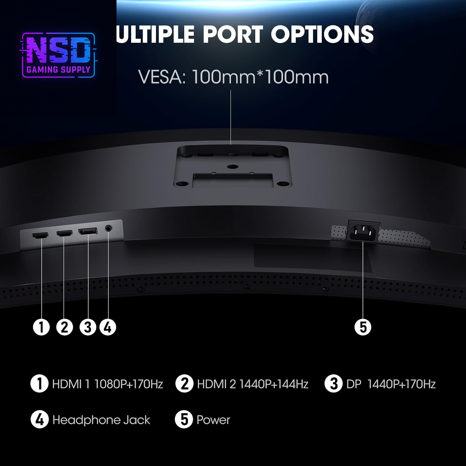 32 Inch Curved Gaming Monitor, QHD (2560 X 1440) 2K 170Hz 144Hz Monitor, 1Ms 1500R Display, 90% DCI-P3, Adaptive Sync, Tilt Adjustable, VESA Compatible, Displayport HDMI, Black