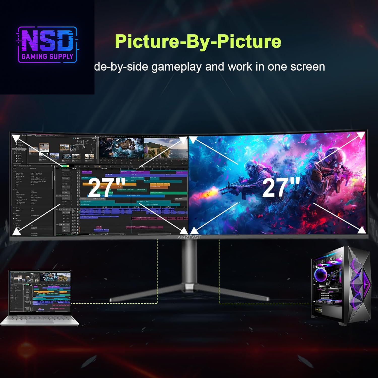 49 Inch Curved Monitor 120Hz DQHD 5120X1440P Ultrawide Gaming Monitor, 120% Srgb, 1500R, 1Ms MPRT, HDR10, Adaptive Sync, PIP/PBP, Height Adjustable, HDMI 2.0/DP 1.4, VESA 75X75, AMZG49C7U
