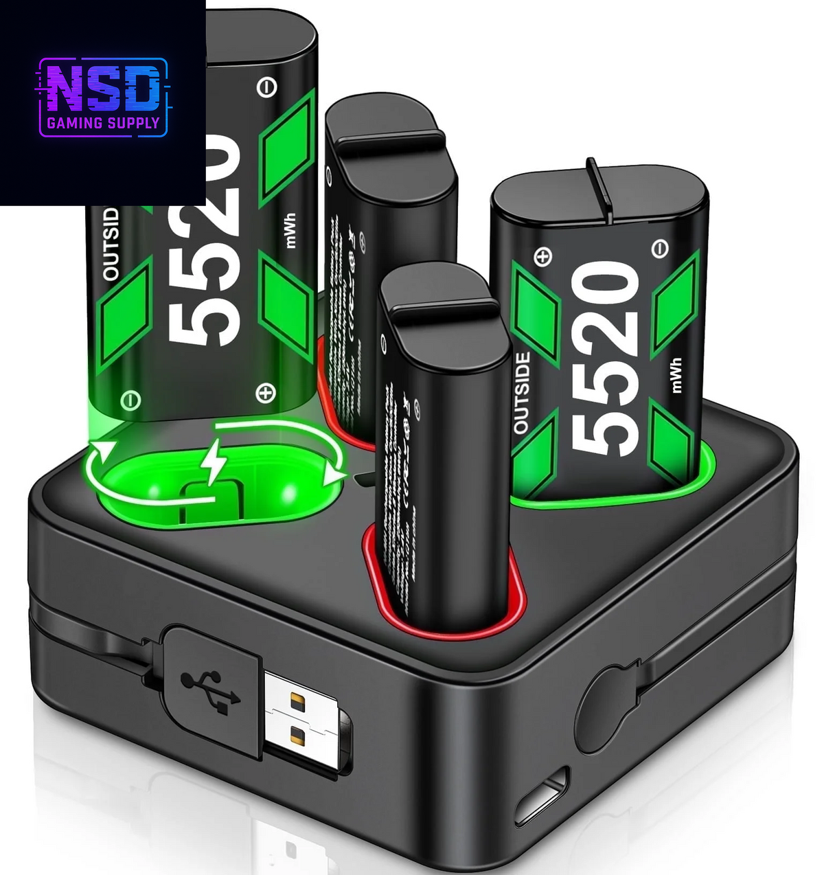 4X5520Mwh Xbox Rechargeable Battery Pack for Xbox Series X Controller,Black