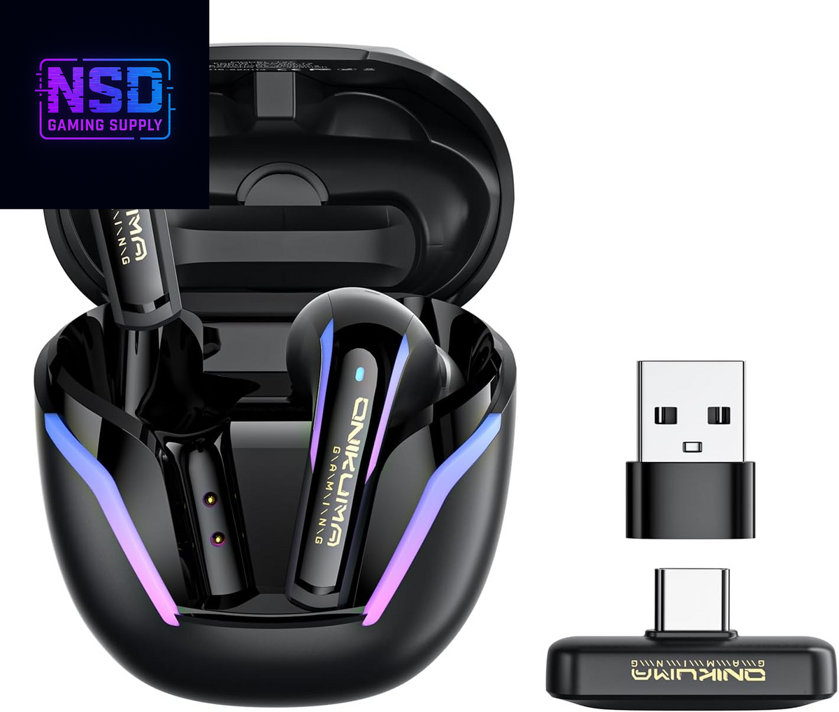 2.4G Wireless Gaming Earbuds with ENC Mic, 20Ms Low-Latency for PS5/4, Meta Quest 3/3S/2, 2.4Ghz Bluetooth Dual-Mode Headphones for Phone, Pad, Laptop, Steam Deck, Switch, PC, Vr(With USB-C Dongle)