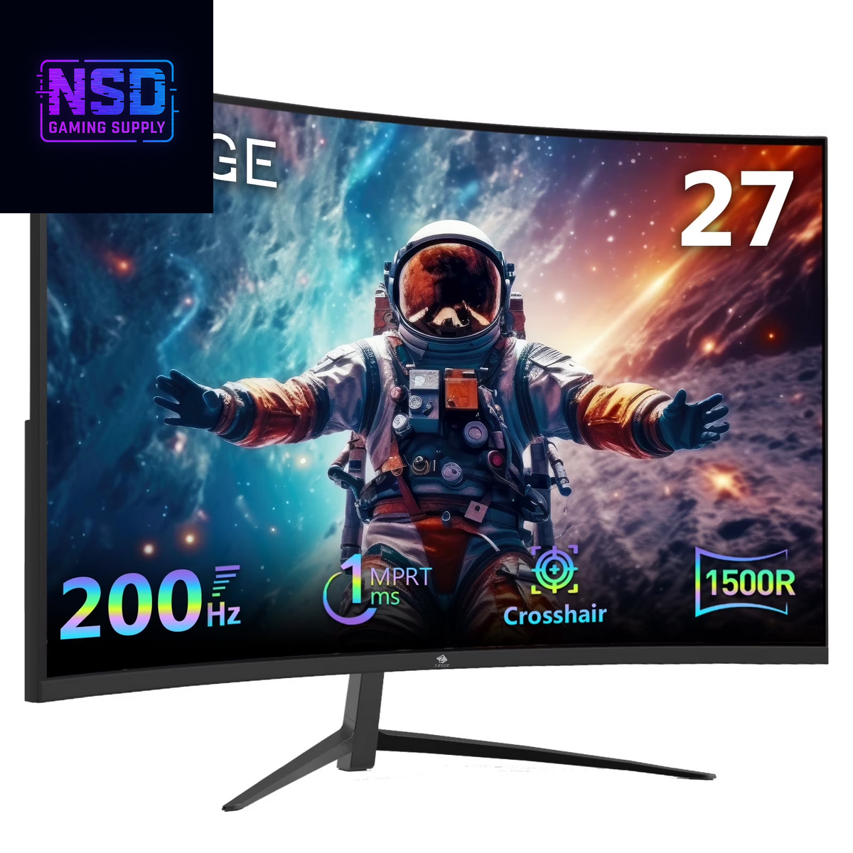 27 Inch 200Hz Curved Gaming Monitor, FHD 1080P VA Display, 1Ms MPRT, AMD Freesync, HDR Support, VESA Mount Compatible