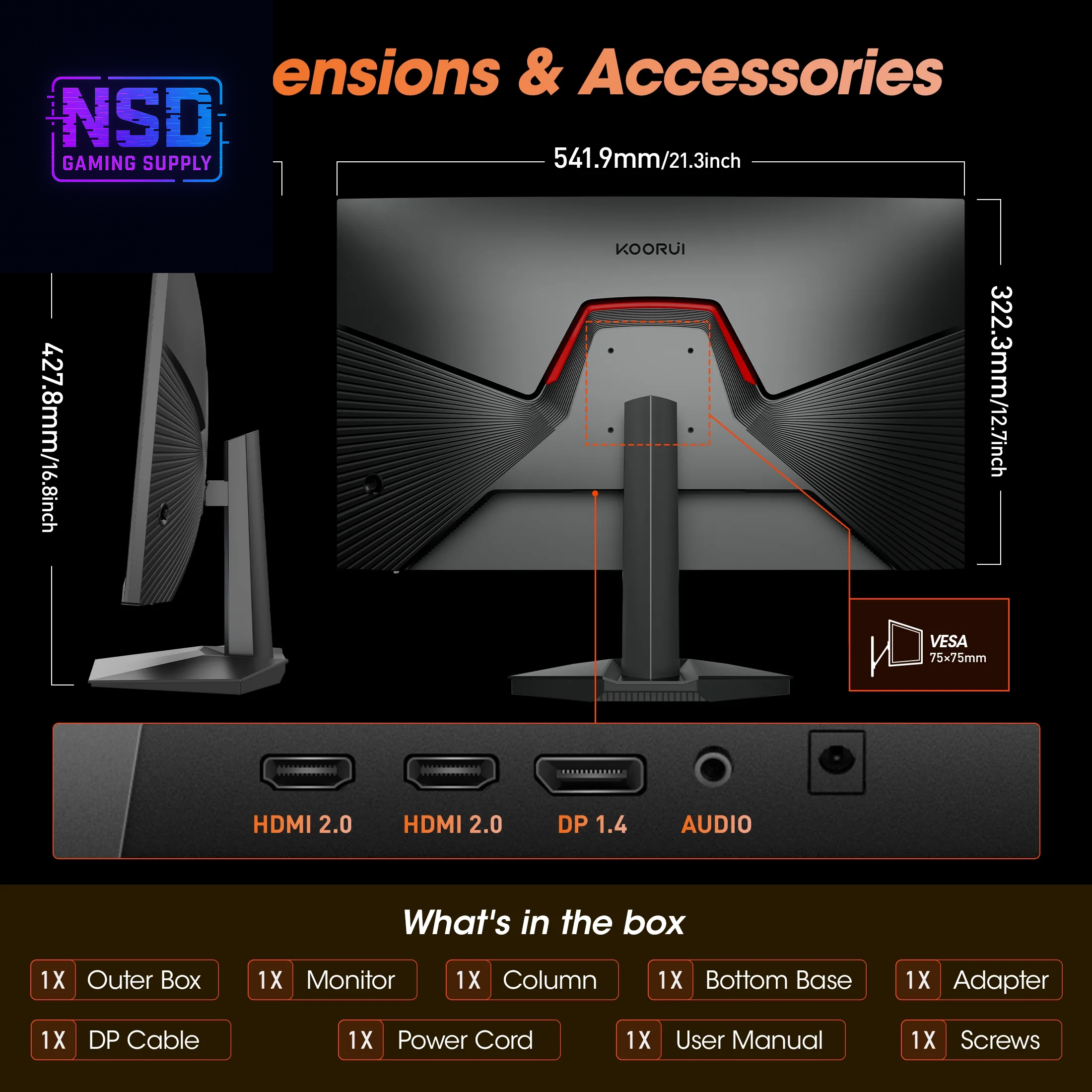 24" 2K 1440P Gaming Monitor, 180Hz QHD Computer Monitor, New Pc Monitor, G2421V