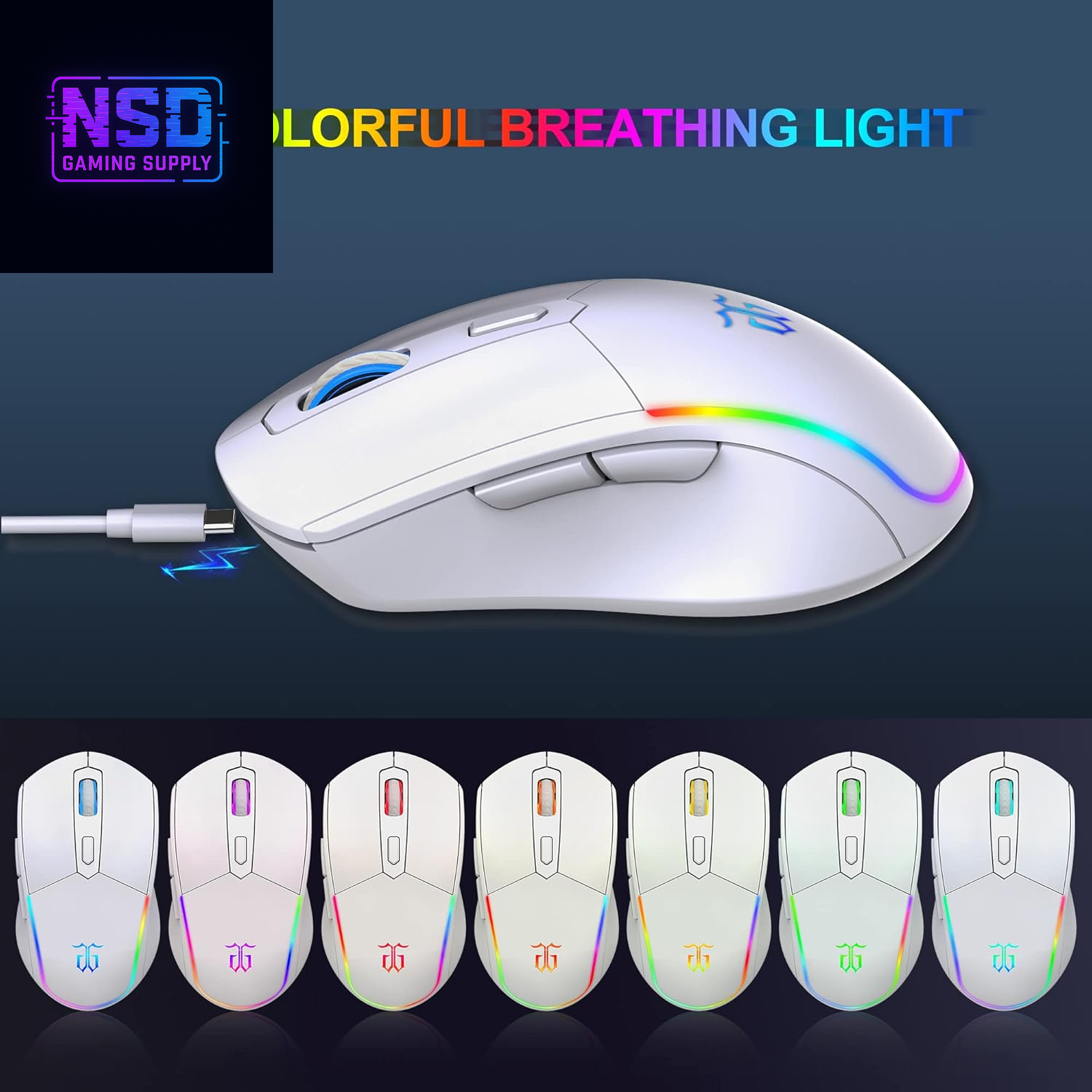 60% Wireless Gaming Keyboard and Mouse Combo,Led Backlit Rechargeable 2000Mah Battery,Mini Mechanical Feel Anti-Ghosting Keyboard +Popular RGB Gaming Mice for PC Gamer (White)