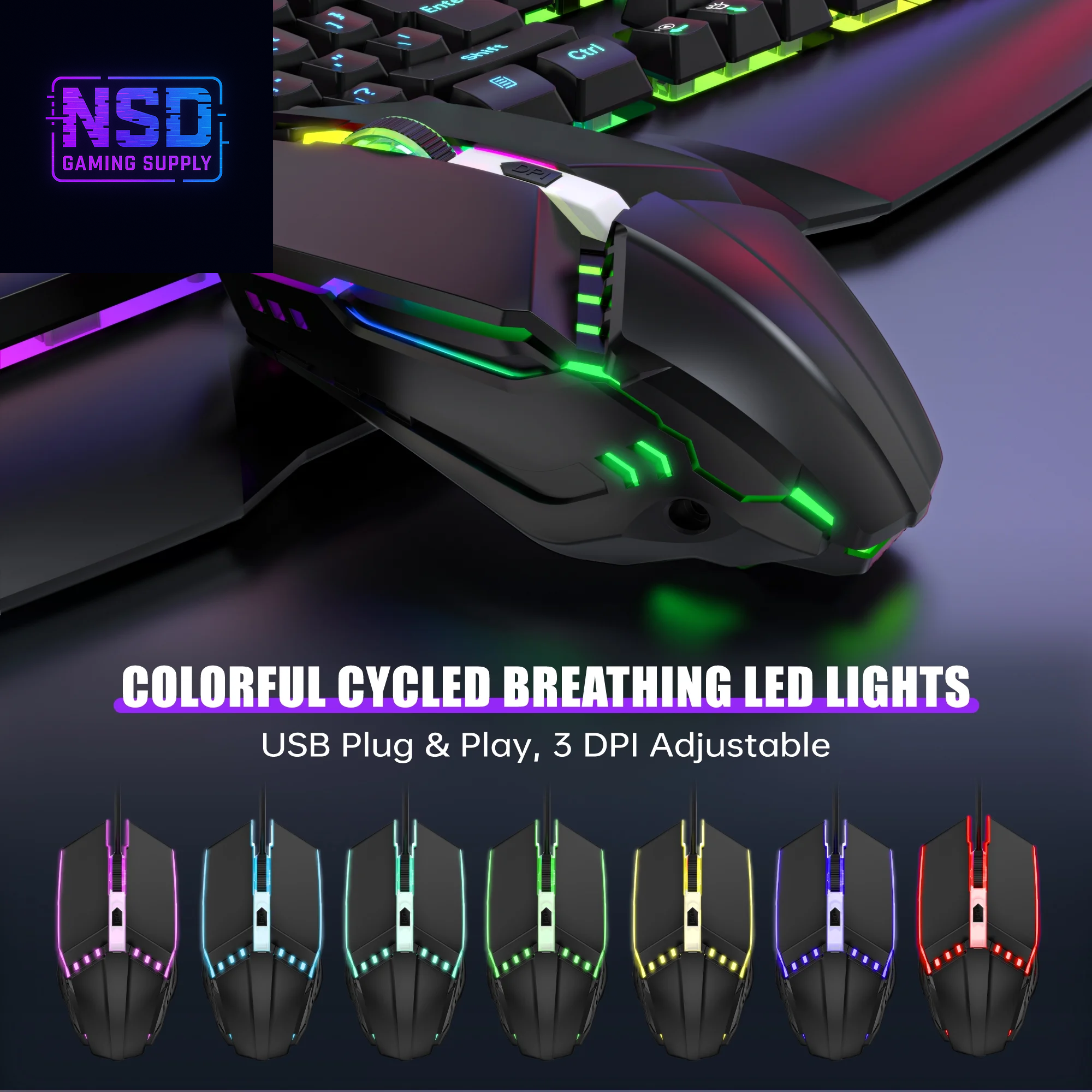 Wired Gaming Keyboard and Mouse Combo, LED RGB Backlit 114 Keys Mechanical Feel Anti-Ghosting Game Keyboard with 12 Multimedia Keys & 7 Colors Backlit Gaming Mouse for Windows PC Laptop Gamer