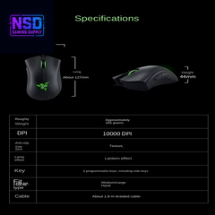 Deathadder Essential Wired Gaming Mouse – 6400 DPI, 5 Programmable Buttons, Ergonomic Design for PC and Laptop Gamers