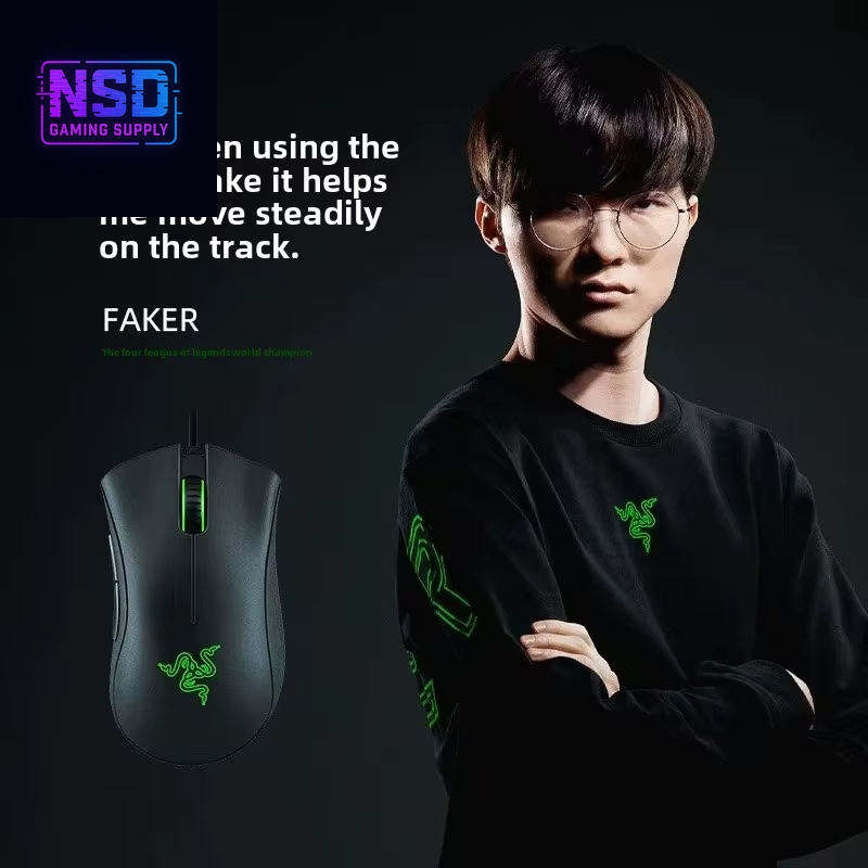 Deathadder Essential Wired Gaming Mouse – 6400 DPI, 5 Programmable Buttons, Ergonomic Design for PC and Laptop Gamers