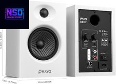 60W Computer Speakers for Gaming and Music, Active Bluetooth 5.3, Stereo 2.0 Speakers for Desktop PC Monitor or Laptop, Surround Sound Speaker, 3.5 Mm Aux RCA Input, Usb-Powered, 1 Pair, White