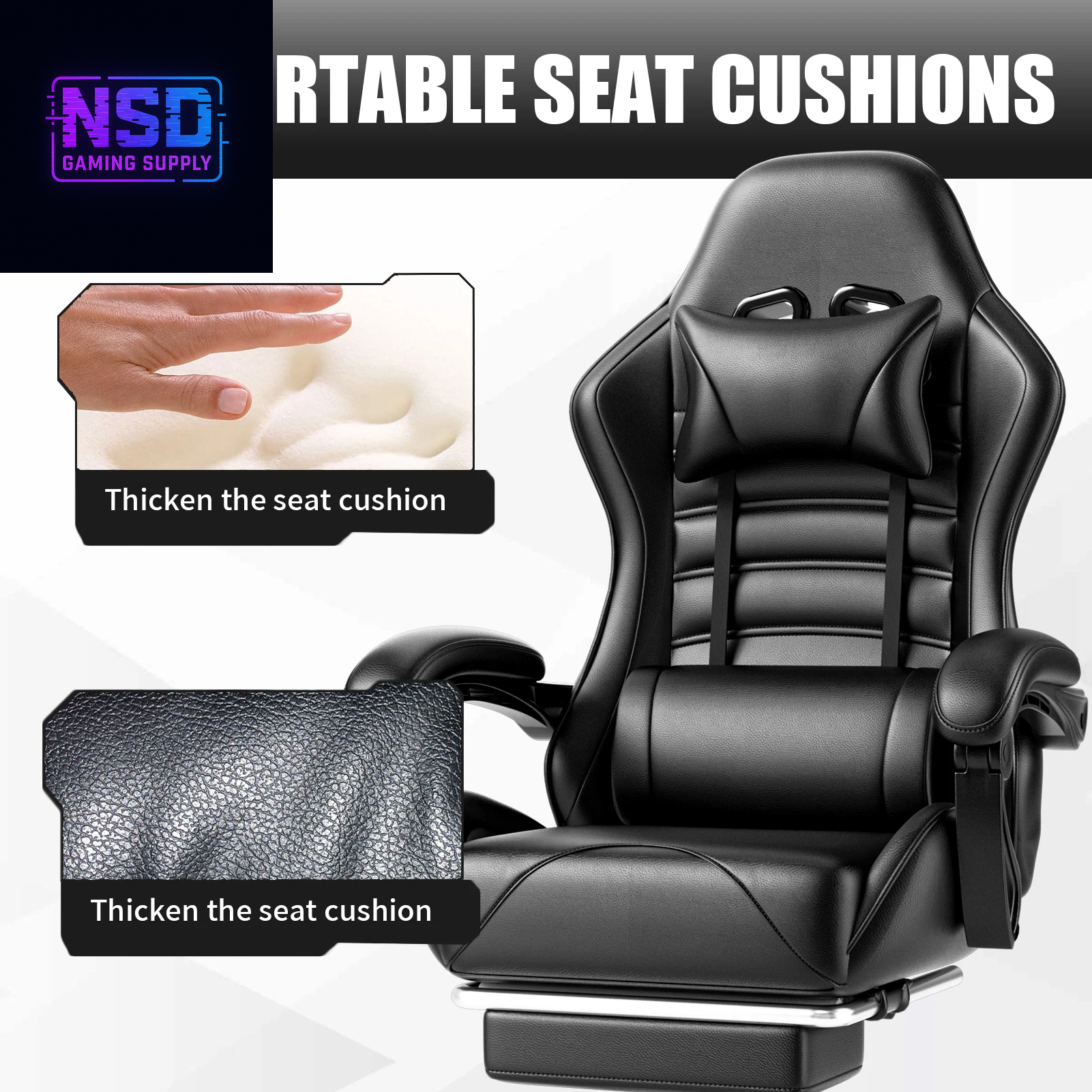 Ergonomic Gaming Chair with Footrest, Racing Style Video Game Chair for Adults, Reclining Gamer Chair Office Chair