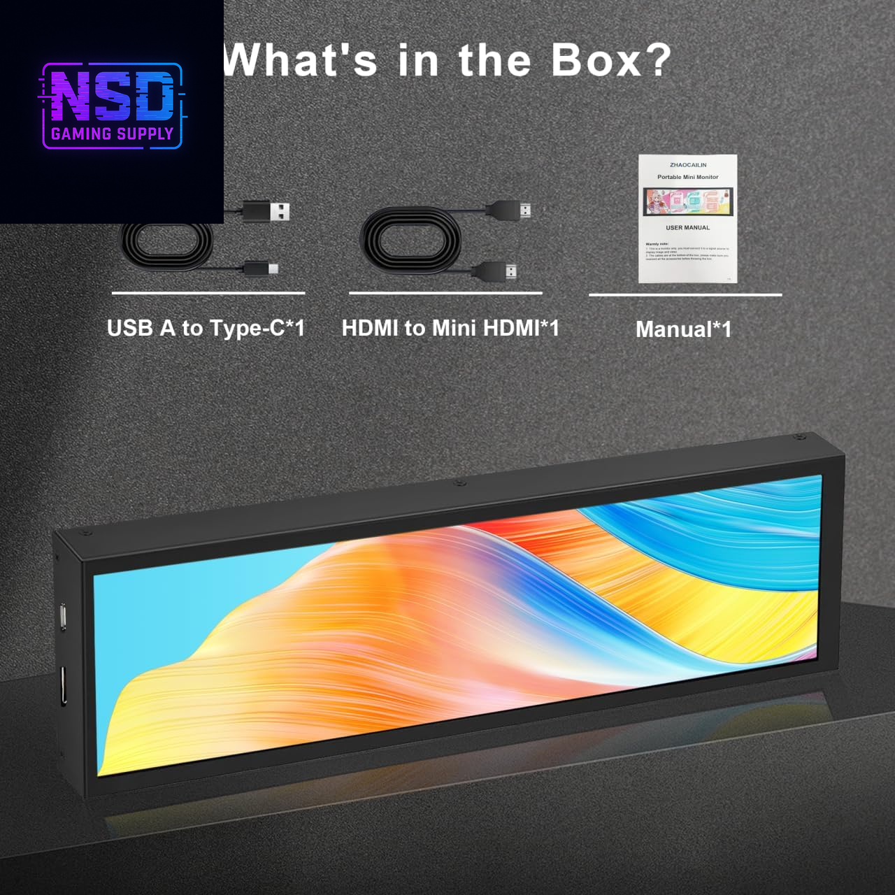 8.8 Inch FHD Computer Secondary Screen IPS 1920X480 LCD Display CPU Temperature Monitor with Casing for Computer Case Temperature Windows Aida64 CPU GPU Monitor