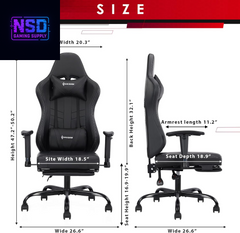 Gaming Chair Massage with Footrest Gamer Chair Ergonomic Gaming Chair for Adults Video Game Chair with Headrest and Massage Lumbar Support Gaming Chair Adjustable Swivel (Black)