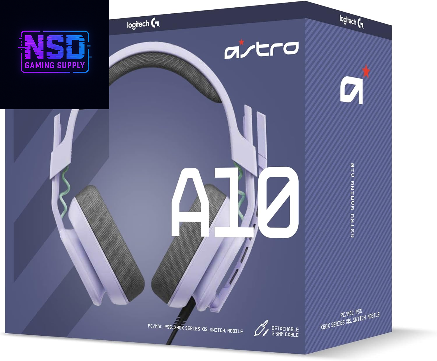 Logitech G Astro A10 Gen 2 Cross-Platform Wired Gaming Headset for Playstation 5/4, Xbox S|X, Nintendo Switch, PC: 3.5Mm Headphone Jack, 32Mm Drivers, Flip-To-Mute Mic, Over-Ear - Lilac