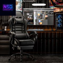 Ergonomic Gaming Chair with Footrest, Racing Style Video Game Chair for Adults, Reclining Gamer Chair Office Chair