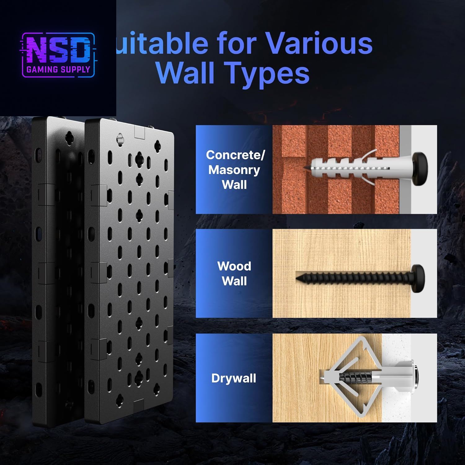 Controller & Headphone Wall Mount Organizer – Modular Pegboard System with 14 Accessories, Controller Stand for Xbox, PlayStation, Switch, and Gaming Disc Shelf