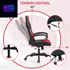 Gaming Chair PC Gaming Chair Gaming Chairs for Adults, Computer Chair PU Leather Office Desk Chair with Arms & Back Ergonomic High-Back Video Game Chair(Red）